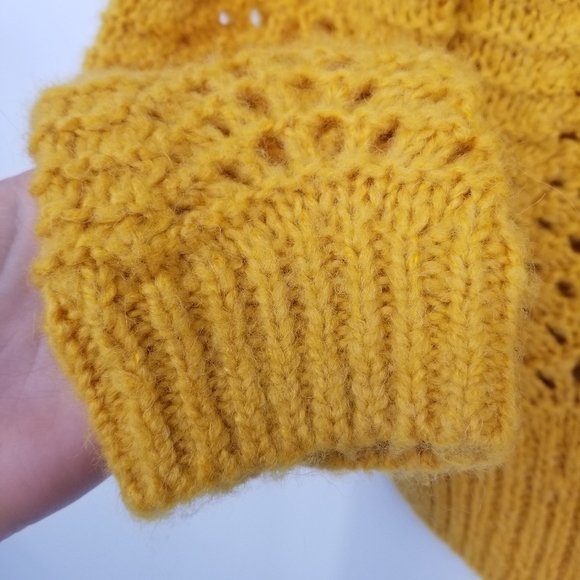 Madewell | Windermere Pointelle Knit Mustard Pullover Sweater - Picture 8 of 11